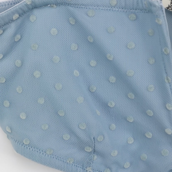 Free People Sierra Light Blue Swiss Dot Mesh V-neck Bandeau size M - Picture 7 of 11